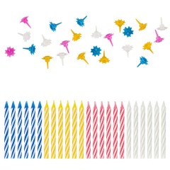 Набор свечей для торта 24 шт., 6 см, 24 держателя, ЗОЛОТАЯ СКАЗКА, в блистере, 591445 - фото 2