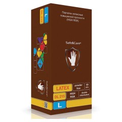 Перчатки латексные медицинские смотровые 25 пар (50 штук), размер 8-9, L (большой), повышенной прочности, SAFE&CARE High Risk DL215 - фото 2
