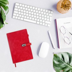 Ежедневник недатированный А5 152х220 мм BRAUBERG "Sirius", под кожу, застежка 160 л., красный, 116212 - фото 7