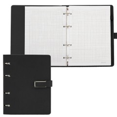 Тетрадь на кольцах А5, 180х220 мм, 120 л., под кожу soft-touch, застежка, BRAUBERG SHADE, черный, 405246 - фото 7