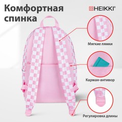 Рюкзак HEIKKI POSITIVE (ХЕЙКИ) универсальный, карман-антивор, "Pastel Chess", 42х28х14 см, 273856 - фото 12