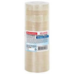 Клейкие ленты 12 мм х 33 м канцелярские BRAUBERG, комплект 12 шт., прозр., гарант. длина, 223123