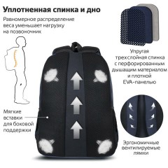 Рюкзак BRAUBERG URBAN универсальный, 2 отделения, "Freedom", темно-синий, 46х32х19 см, 270755 Рюкзак BRAUBERG URBAN универсальный, 2 отделения, "Freedom", темно-синий, 46х32х19 см, 270755 - фото 15