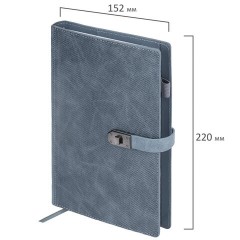 Ежедневник недатированный А5 152х220 мм BRAUBERG "Sirius", под кожу, застежка 160 л., серый, 116214 - фото 2