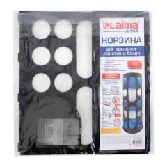 Корзина / диспенсер для хранения пакетов и бахил СРЕДНЯЯ 37х16х13 см, крючки-крепеж в комплекте, черная, LAIMA ULTRA, 701663 - фото 14
