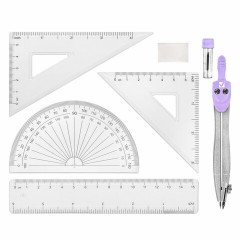 Готовальня BRAUBERG SCHOOL KIT, 8 предметов, циркуль 115 мм, чертежные принадлежности, лавандовый цвет, 210703 - фото 2