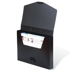 Папка-портфель пластиковая BRAUBERG "Energy" А4 (330х256х32 мм), без отделений, черная, 221202 - фото 3
