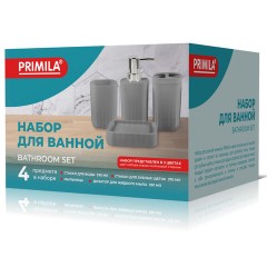 Набор аксессуаров для ванной комнаты, 4 предмета, серый, пластик, PRIMILA (ПРИМИЛА), 700111 - фото 2