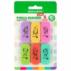 Ластики BRAUBERG KIDS "Fruits", НАБОР 6 штук, 50х23х10 мм, овальные, ассорти, 272669 Ластики BRAUBERG KIDS "Fruits", НАБОР 6 штук, 50х23х10 мм, овальные, ассорти, 272669 - фото 10