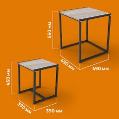 Стол журнальный "Терса", 490х490х560/390х390х460 мм, КОМПЛЕКТ 2 шт., металл/ЛДСП ясень шимо светлый - фото 8
