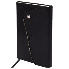 Ежедневник датированный 2026, А5, 145х213 мм, BRAUBERG "Jacket", под кожу, клапан, держатель, черный, 117399