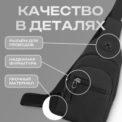 Рюкзак однолямочный HEIKKI PROMPT (ХЕЙКИ), 2 отделения, черный, 30х16х6 см, 273926 - фото 16