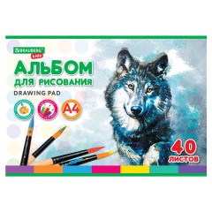 Альбом для рисования, А4, 40 листов, скоба, обложка картон, BRAUBERG KIDS, 200х285 мм, "Зверята" (2 вида), 106683 - фото 3