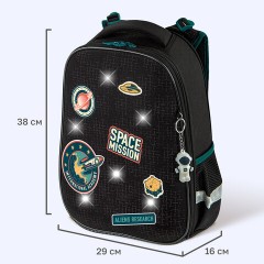 Ранец BRAUBERG PREMIUM, 2 отделения, с брелоком, "К звездам!", ЛАМПОЧКИ, 38х29х16 см, 270599 - фото 12