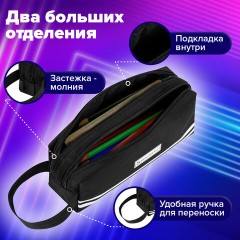 Пенал-органайзер BRAUBERG с ручкой, 2 отделения, полиэстер, 23x10 см, черный, 273592 - фото 10