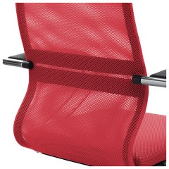 Кресло офисное МЕТТА "SU-B-8" хром, ткань-сетка, сиденье мягкое, красное - фото 11