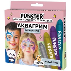 Аквагрим для лица и тела, 6 цветов МЕТАЛЛИК, FUNSTER (ФАНСТЕР), легко смываются, 192574 - фото 2
