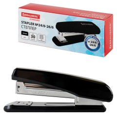Степлер №24/6, 26/6 BRAUBERG "Standard", до 30 листов, черный, 272755