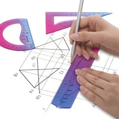 Набор чертежный гибкий BRAUBERG GRADE (линейка 20 см, треугольник, транспортир), фиолетово-синий градиент, 210911 - фото 3