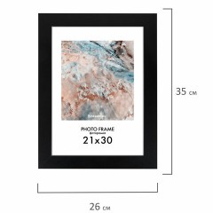 Рамка 21х30 см небьющаяся, КОМПЛЕКТ 3 шт., багет 29 мм, МДФ, BRAUBERG "Basic", черная, 391261 - фото 7
