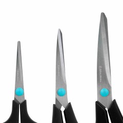 Ножницы BRAUBERG SOFT GRIP, НАБОР 3 штуки (140, 190, 230 мм), эргономичные черно-бирюзовые ручки, ВЫГОДНАЯ УПАКОВКА, 238411 Ножницы BRAUBERG SOFT GRIP, НАБОР 3 штуки (140, 190, 230 мм), эргономичные черно-бирюзовые ручки, ВЫГОДНАЯ УПАКОВКА, 238411 - фото 4