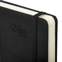 Ежедневник датированный 2026, А5, 138x213 мм, BRAUBERG "Optimal", под кожу, резинка, держатель для ручки, черный, 117465 - фото 3