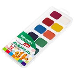 Краски акварельные BRAUBERG KIDS NEW, медовые, 12 цветов, квадратные кюветы, пластиковый пенал с европодвесом, 192796 - фото 4