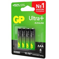 Батарейки КОМПЛЕКТ 4 шт., GP Ultra Plus G-Tech, AAA (LR03), алкалиновые, мизинчиковые, 24AUPA21-2CRSB4 - фото 9