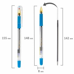 Ручка шариковая с грипом BRAUBERG "X-ONE", СИНЯЯ, корпус прозрачный, узел 0,5 мм, линия письма 0,35 мм, 143985 - фото 7