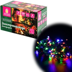Электрогирлянда-нить комнатная "Стандарт" 10 м, 100 LED, мультицветная, 220V, контроллер, ЗОЛОТАЯ СКАЗКА, 591357
