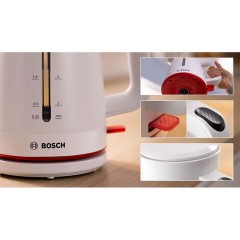 Чайник BOSCH TWK3M121, 1,7 л, 2400 Вт, закрытый нагревательный элемент, пластик, белый - фото 3