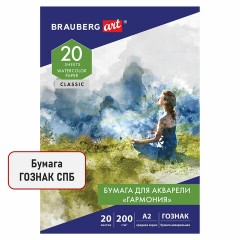 Папка для акварели БОЛЬШАЯ А2, 20 л., "ГАРМОНИЯ", зерно, 200 г/м2, ГОЗНАК, BRAUBERG ART CLASSIC, 113211 Папка для акварели БОЛЬШАЯ А2, 20 л., "ГАРМОНИЯ", зерно, 200 г/м2, ГОЗНАК, BRAUBERG ART CLASSIC, 113211 - фото 2