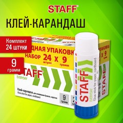 Клей-карандаш 9 г, ВЫГОДНАЯ УПАКОВКА, КОМПЛЕКТ 24 ШТУКИ, STAFF EVERYDAY, 273016 - фото 5