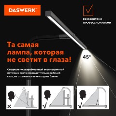 Бестеневая лампа / светильник на струбцине, LED, 16 Вт, черный, высота 75 см, DASWERK, 238331 - фото 11