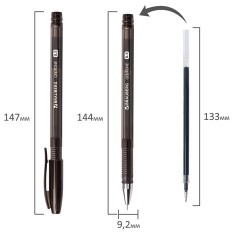 Ручка гелевая BRAUBERG "Gel Tone", ЧЕРНАЯ, корпус тонированный, игольчатый узел 0,5 мм, линия письма 0,35 мм, 141517 - фото 5