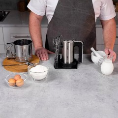 Миксер TIMBERK T-HM40S49, 550 Вт, 5 скоростей, 2 венчика, 2 крюка для теста, подставка, стальной - фото 13
