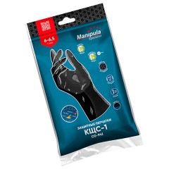 Перчатки латексные MANIPULA "КЩС-1", двухслойные, размер 8, M (средний), черные, L-U-03/CG-942 - фото 5