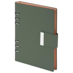 Ежедневник на кольцах в наборе с ручкой А5, 165x229 мм, BRAUBERG "Lux", под кожу, 100 листов, зеленый, 116858 - фото 2