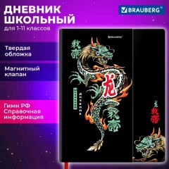 Дневник 1-11 класс 48 л., твердый, BRAUBERG, матовая ламинация, магнитный клапан, закладка-ляссе, с подсказом, "Дракон", 107245 - фото 21