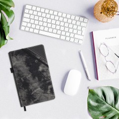 Блокнот А5 135x210 мм BRAUBERG "Denim", ткань/экокожа, резинка, держатель, 80 л., клетка, черный, 117140 - фото 9