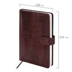 Ежедневник датированный 2026 А5 138x213 мм, BRAUBERG "Legend", под кожу, застежка, коричневый, 117071 - фото 2
