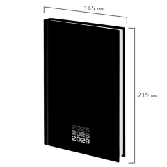 Ежедневник датированный 2026 145х215 мм, А5, STAFF, ламинированная обложка, "Black style", 117325 - фото 2