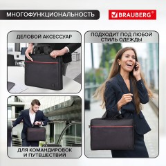 Сумка портфель BRAUBERG PRACTICAL с отделением для ноутбука 15,6", "Red line", черная, 29х40х7 см, 270829 - фото 15