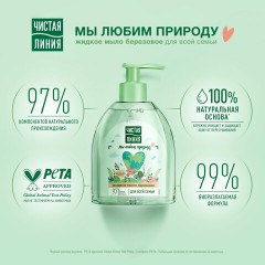 Мыло жидкое 520 мл, ЧИСТАЯ ЛИНИЯ "Березовое", дозатор, для всей семьи Мыло жидкое 520 мл, ЧИСТАЯ ЛИНИЯ "Березовое", дозатор, для всей семьи - фото 5