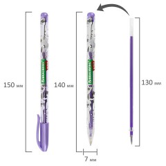 Ручки гелевые МЕТАЛЛИК BRAUBERG KIDS "CUTE ANIMALS", НАБОР 6 ЦВЕТОВ, корпус с печатью, узел 1 мм, линия письма 0,7 мм, 144440 - фото 10