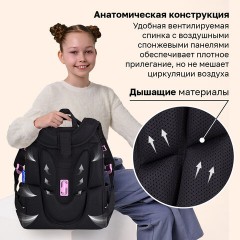 Ранец BRAUBERG LUMINOUS, 2 отделения, с брелоком, "Бриллианты", СВЕТЯЩИЙСЯ РИСУНОК, 38х29х16 см, 272070 - фото 16