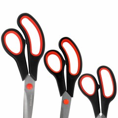 Ножницы BRAUBERG SOFT GRIP НАБОР 5 штук (140, 170, 190, 220, 240 мм), эргономичные черно-красные ручки, ВЫГОДНАЯ УПАКОВКА, 238410 - фото 6
