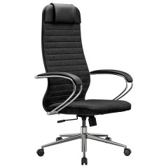 Кресло офисное МЕТТА "К-27" хром, ткань, сиденье и спинка мягкие, черное - фото 4