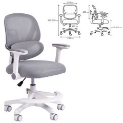 Кресло детское с подставкой для ног BRABIX KIDS "MG-220", сетка/ткань TW, серое, 533315 - фото 2