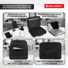 Сумка портфель BRAUBERG MOTIVE с отделением для ноутбука 15,6", откидная крышка, "Profi", черная, 30х40х7 см, 240441 Сумка портфель BRAUBERG MOTIVE с отделением для ноутбука 15,6", откидная крышка, "Profi", черная, 30х40х7 см, 240441 - фото 14